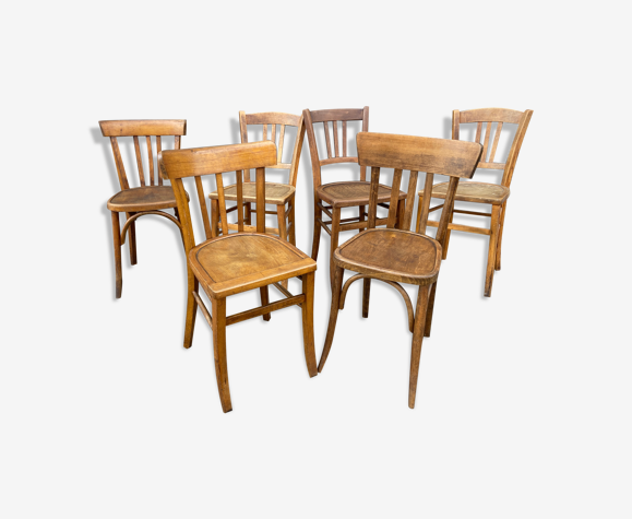 Lot 6 chaises bistrot dépareillées bois courbé