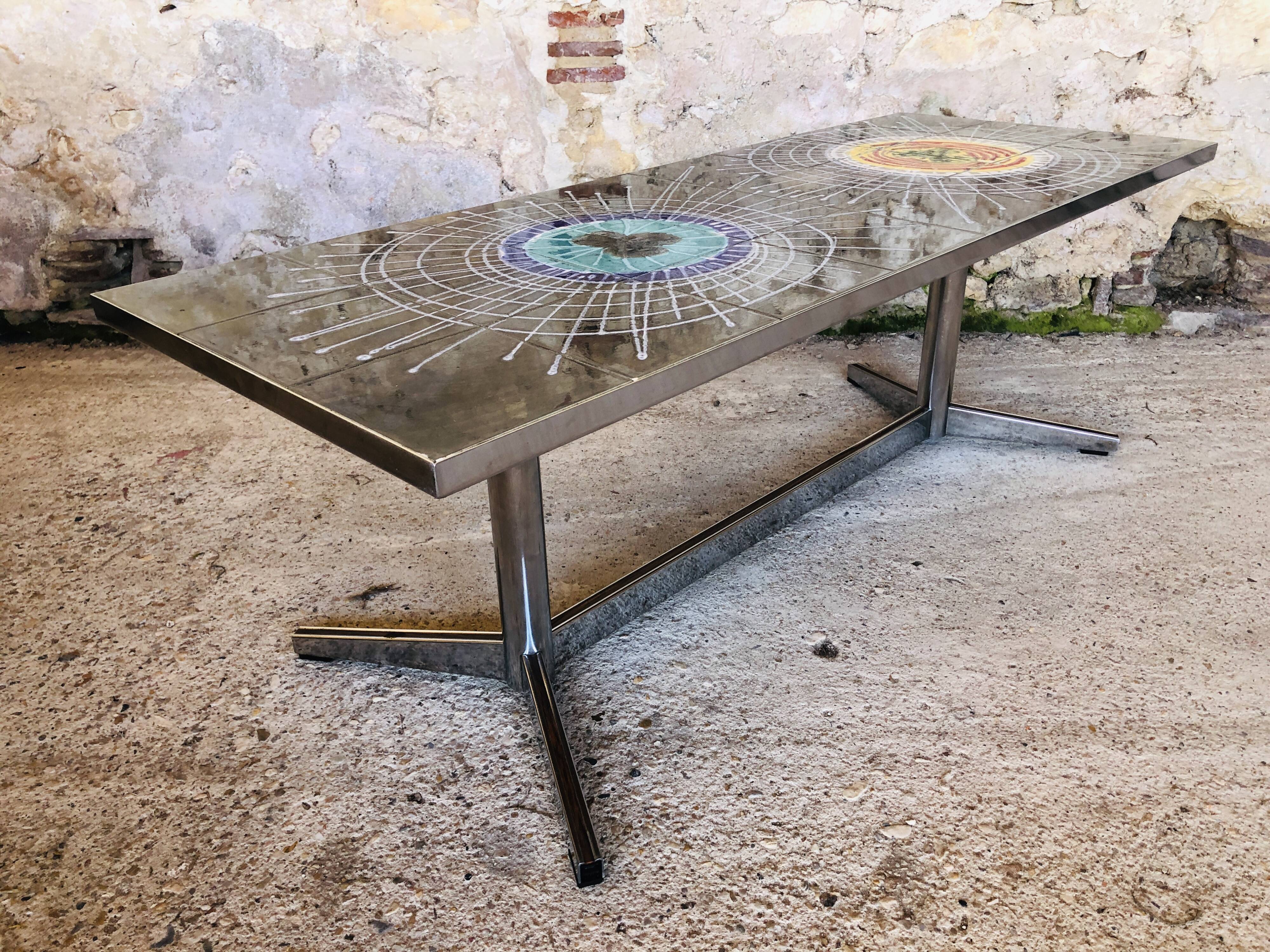 Ceramic and chrome coffee table circa 1970
