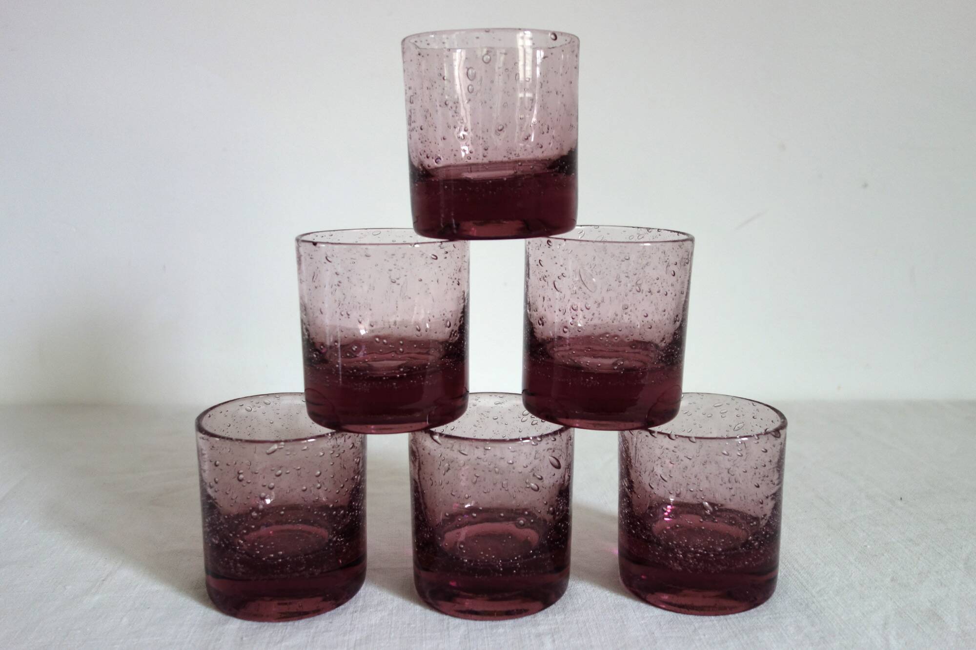 6 bubble-blown glasses Verrerie du Marais Riom