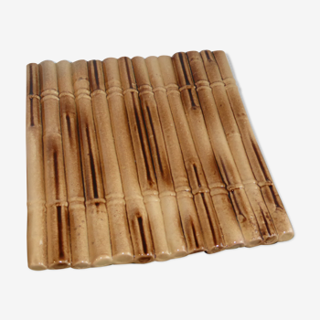 Dessous de plat vintage en céramique imitation bambou