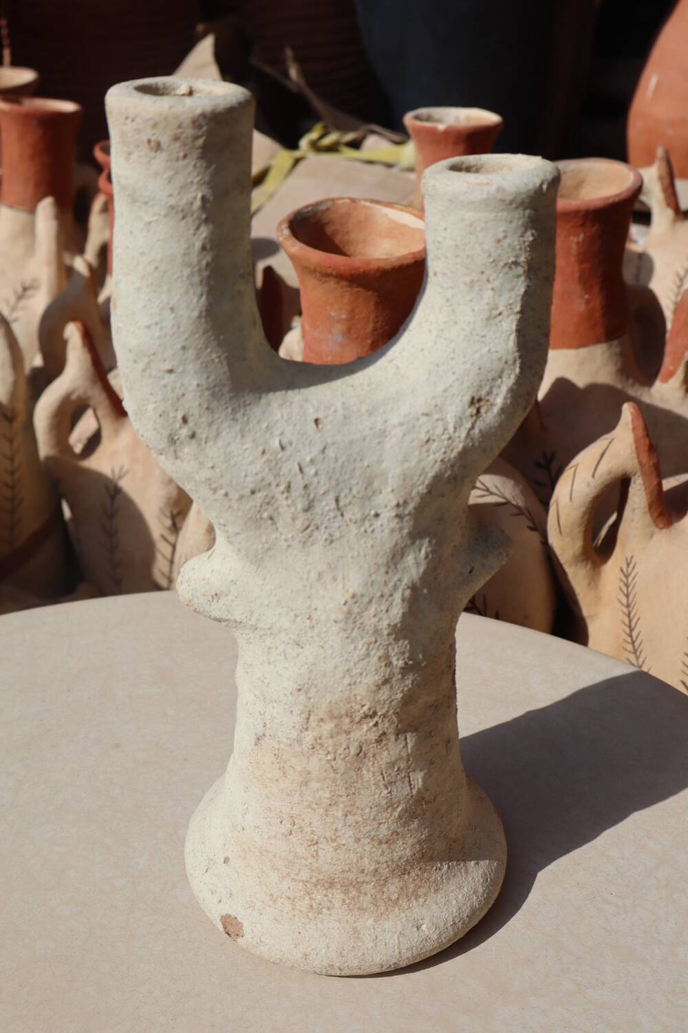 Pottery - Abstract raw tamegroute sculpture two branches