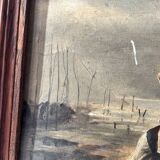 Oil on panel "Return from the fish market" 1900, genre scene