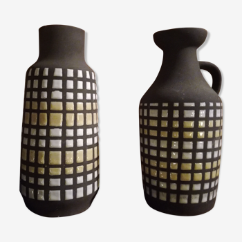 Duo de vases 70's en céramique