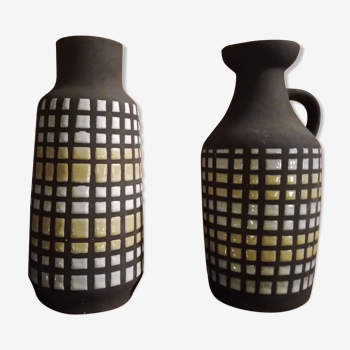 Duo of 70's ceramic vases