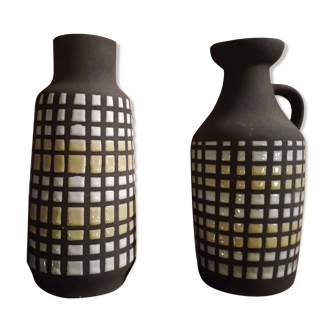 Duo de vases 70's en céramique