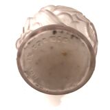 Art Deco vase in pink pressed glass with bird decoration