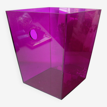 Corbeille à papier poubelle de bureau en plexi violet aubergine 30 cm