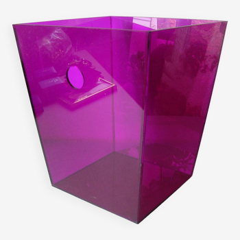 Office trash bin in eggplant purple plexiglass 30 cm