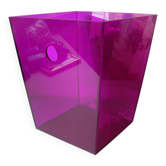 Office trash bin in eggplant purple plexiglass 30 cm