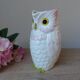 Pichet vintage en barbotine hibou blanc et rose, Japon signé Fratelli Gialletti