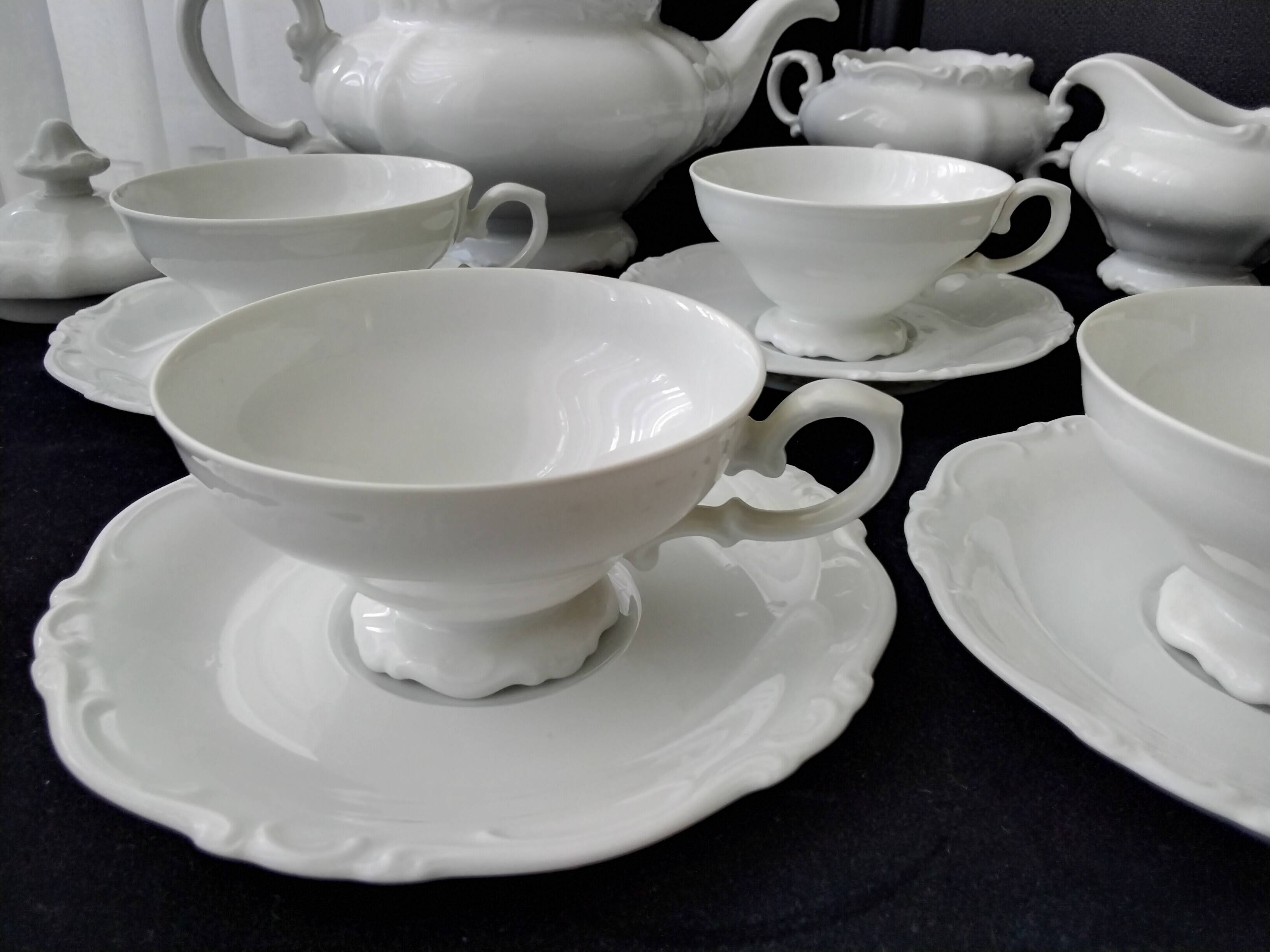 Heinrich H&G White Bavarian Porcelain Tea Set