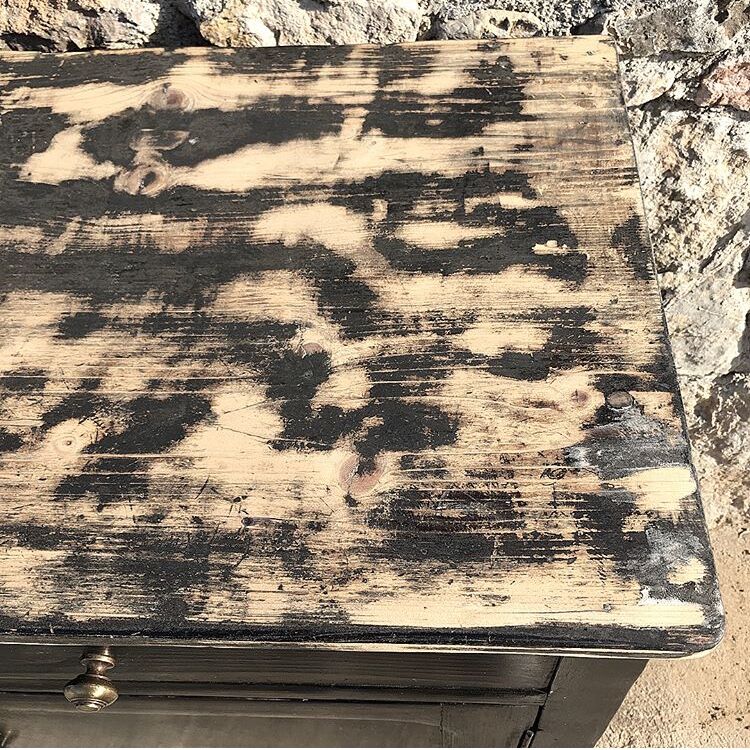 Old black buffet wood tray patina