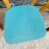 Set of 4 vinyl and wood chairs