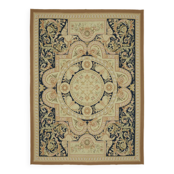 Handmade European Vintage Aubusson Kilim 272 cm x 376 cm
