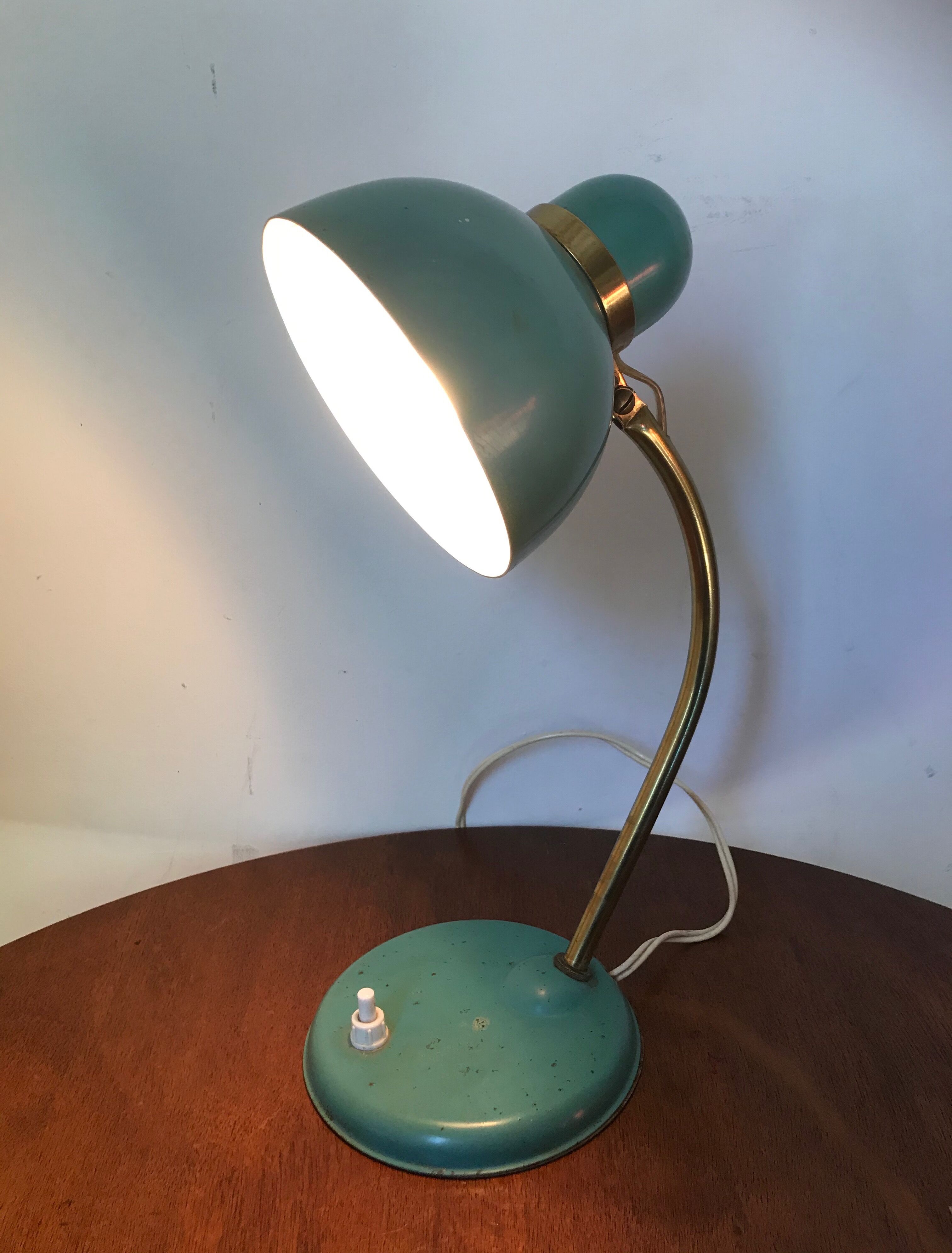 Vintage khaki green metal lamp