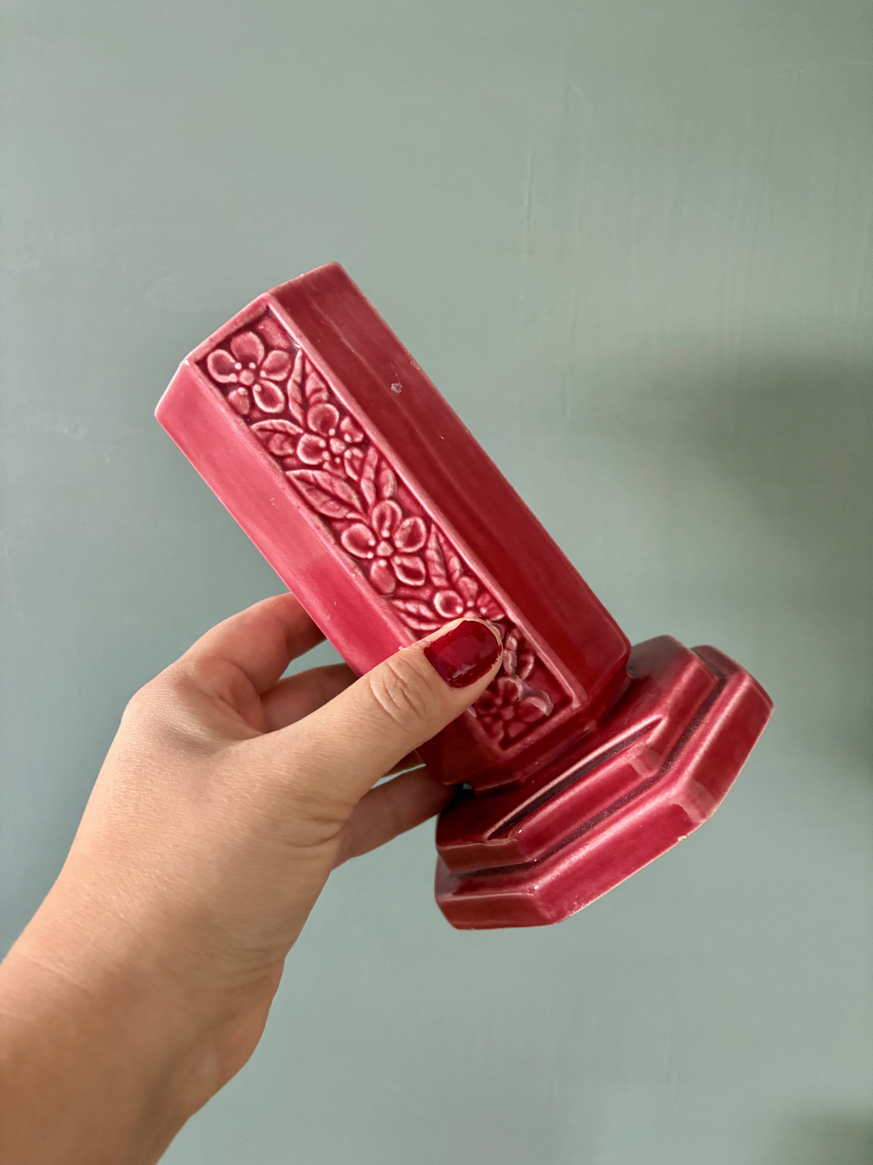 Lot de 2 vases art déco en céramique Rose de Digoin