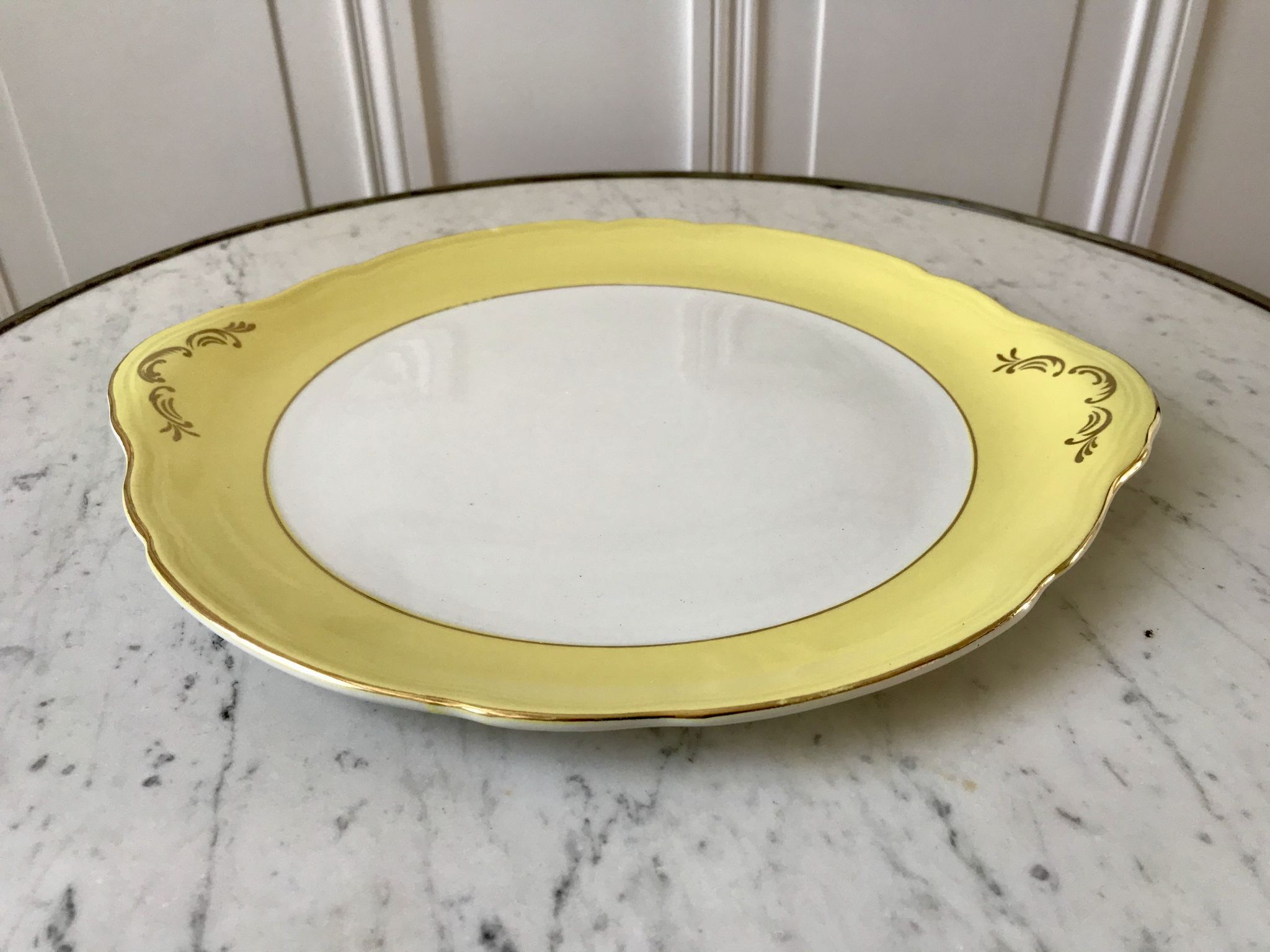 cake dish Moulin des Loups canary yellow 50s