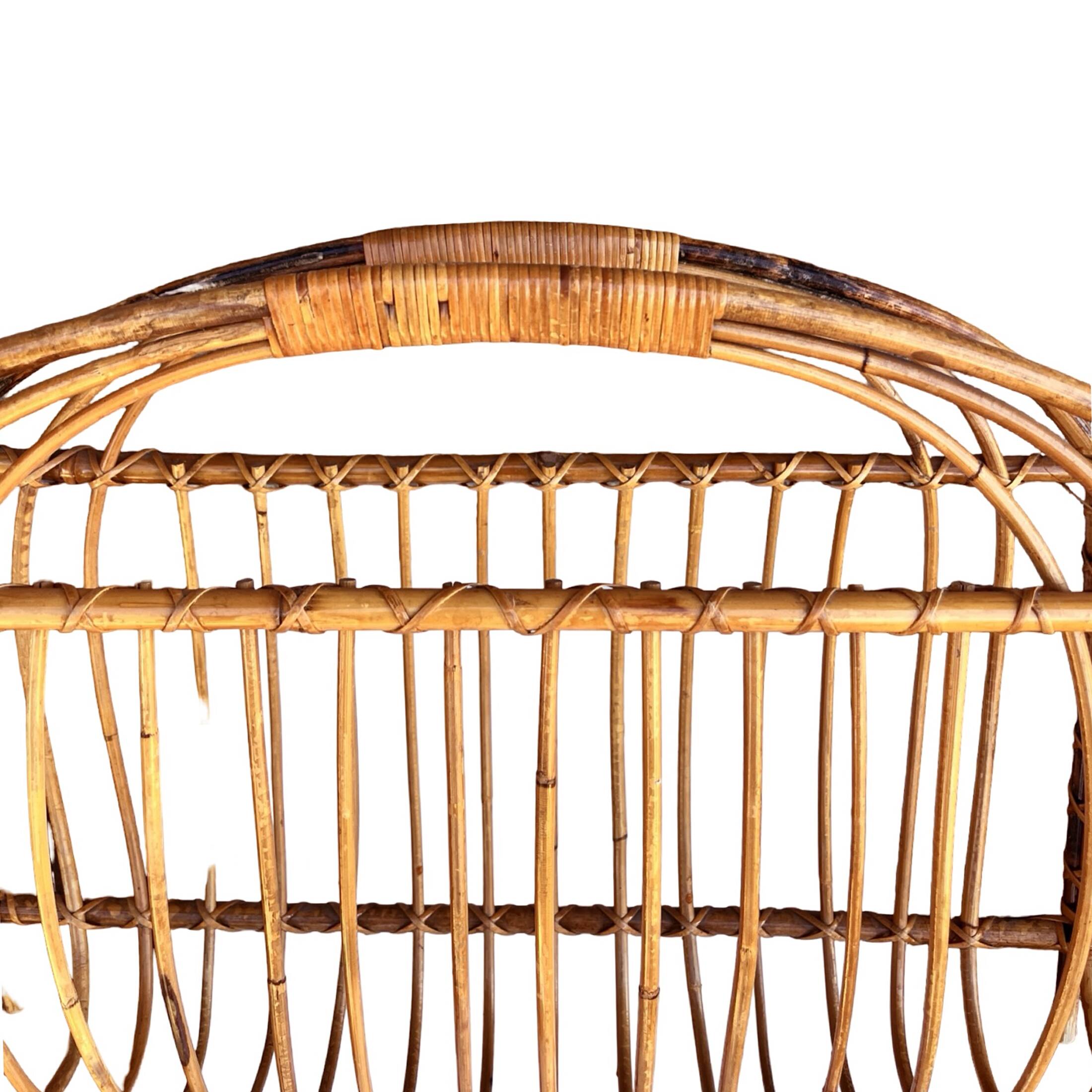 Wicker newspaper rack, Scandinavian style, Denmark, 1970s