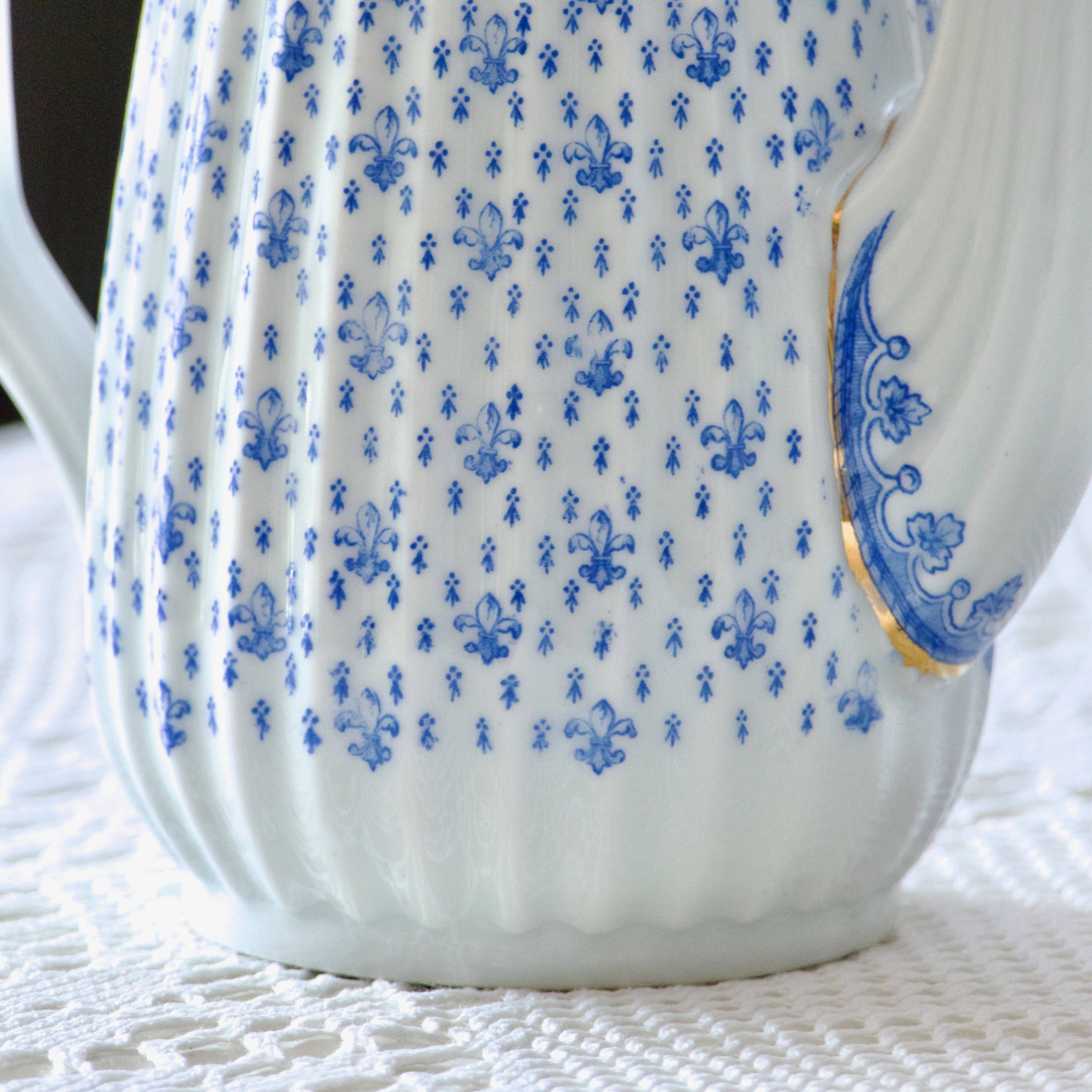 Large 1909 Oscar Shaller Fleur de Lys Porcelain Coffee Pot