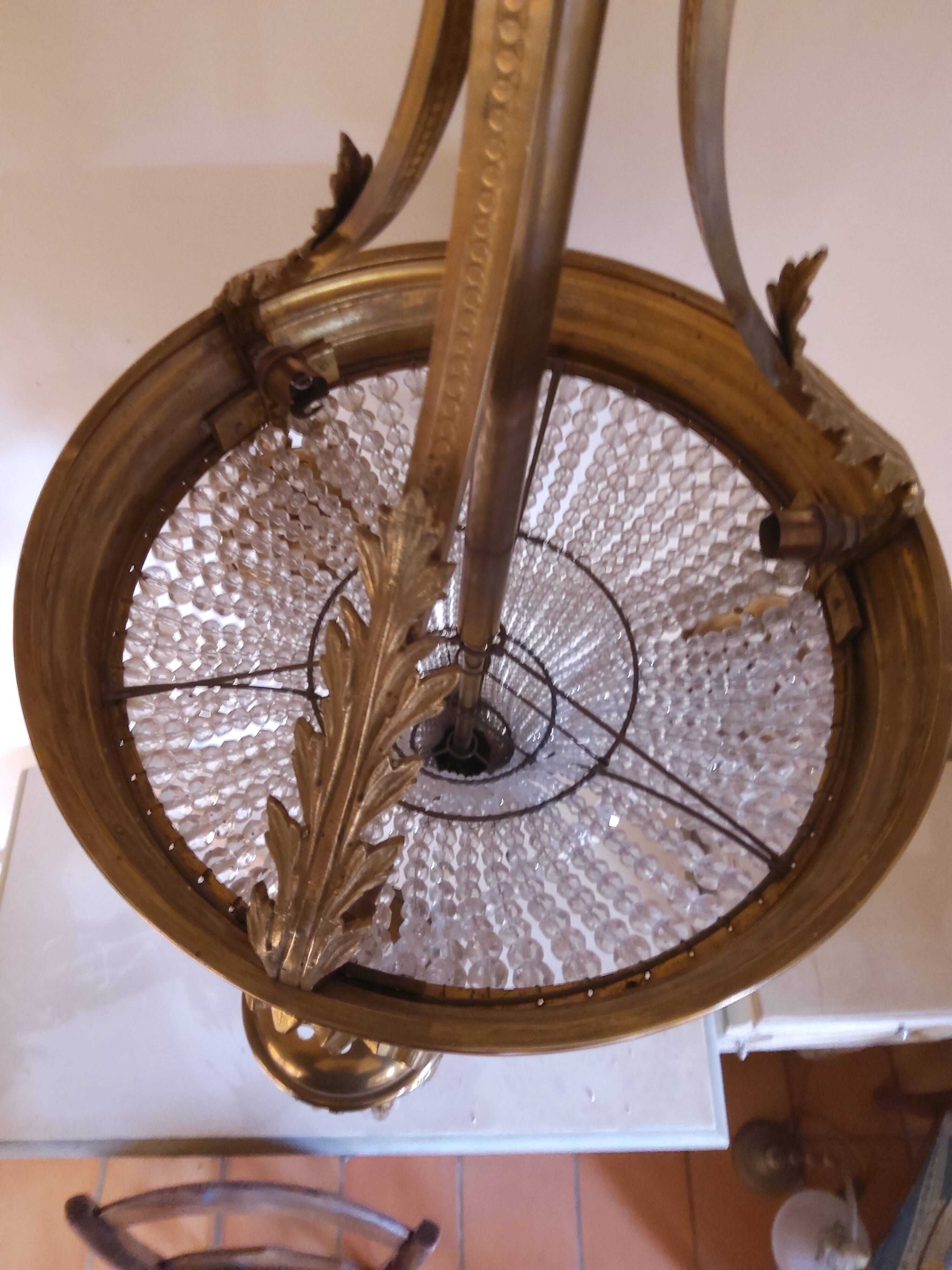Lustre panier ancien en bronze