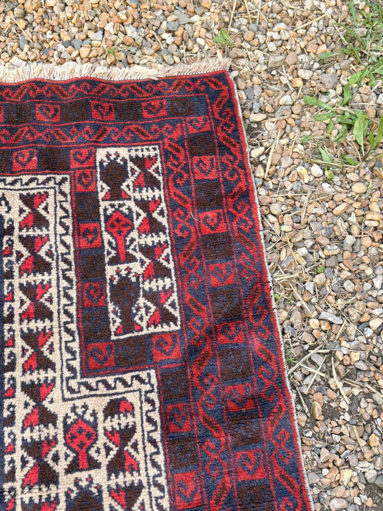Old Afghan Carpet Handwoven Wool 140x80 Bedside Entrance Belouch