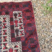 Old Afghan Carpet Handwoven Wool 140x80 Bedside Entrance Belouch