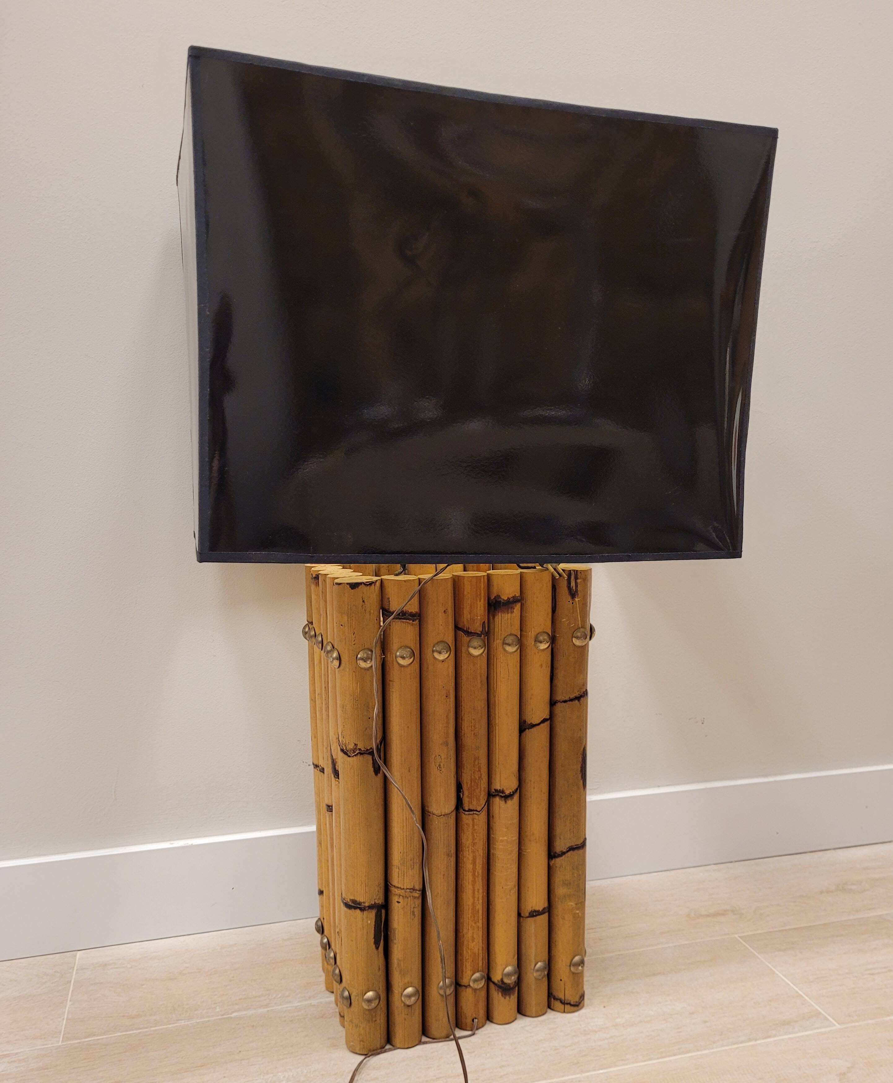 Natural bamboo lamp, 70's – Italia