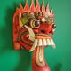 Barong mask whale in carved wood - 28 cm - red demon
