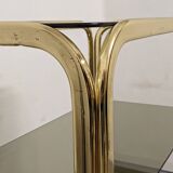 Hollywood Regency gilt metal and smoked glass shelf, Italy circa 1970