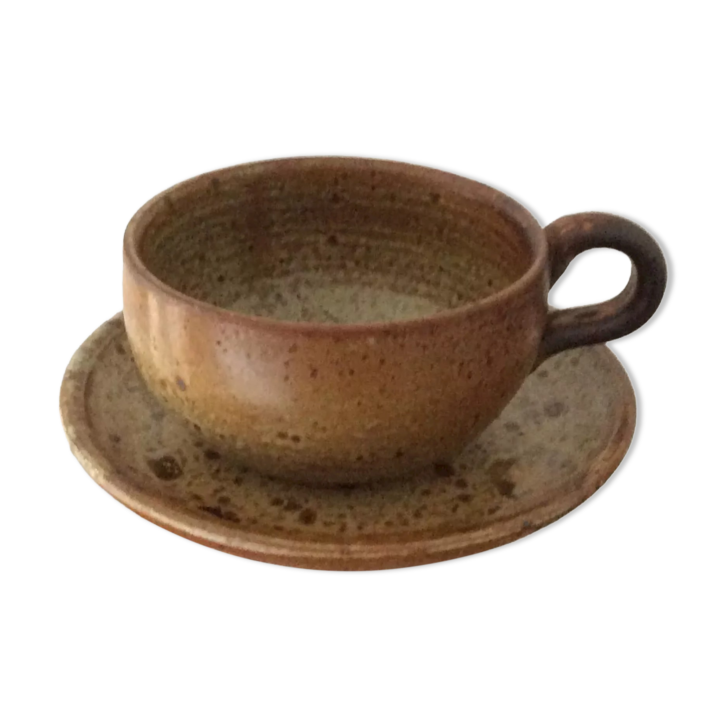 Lunch cup and under cup in stoneware - vintage