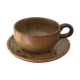 Lunch cup and under cup in stoneware - vintage