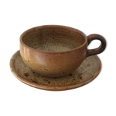 Déjeuner tasse et sous tasse en grès - vintage