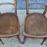 Lot de 4 chaises bistrot assises décorées