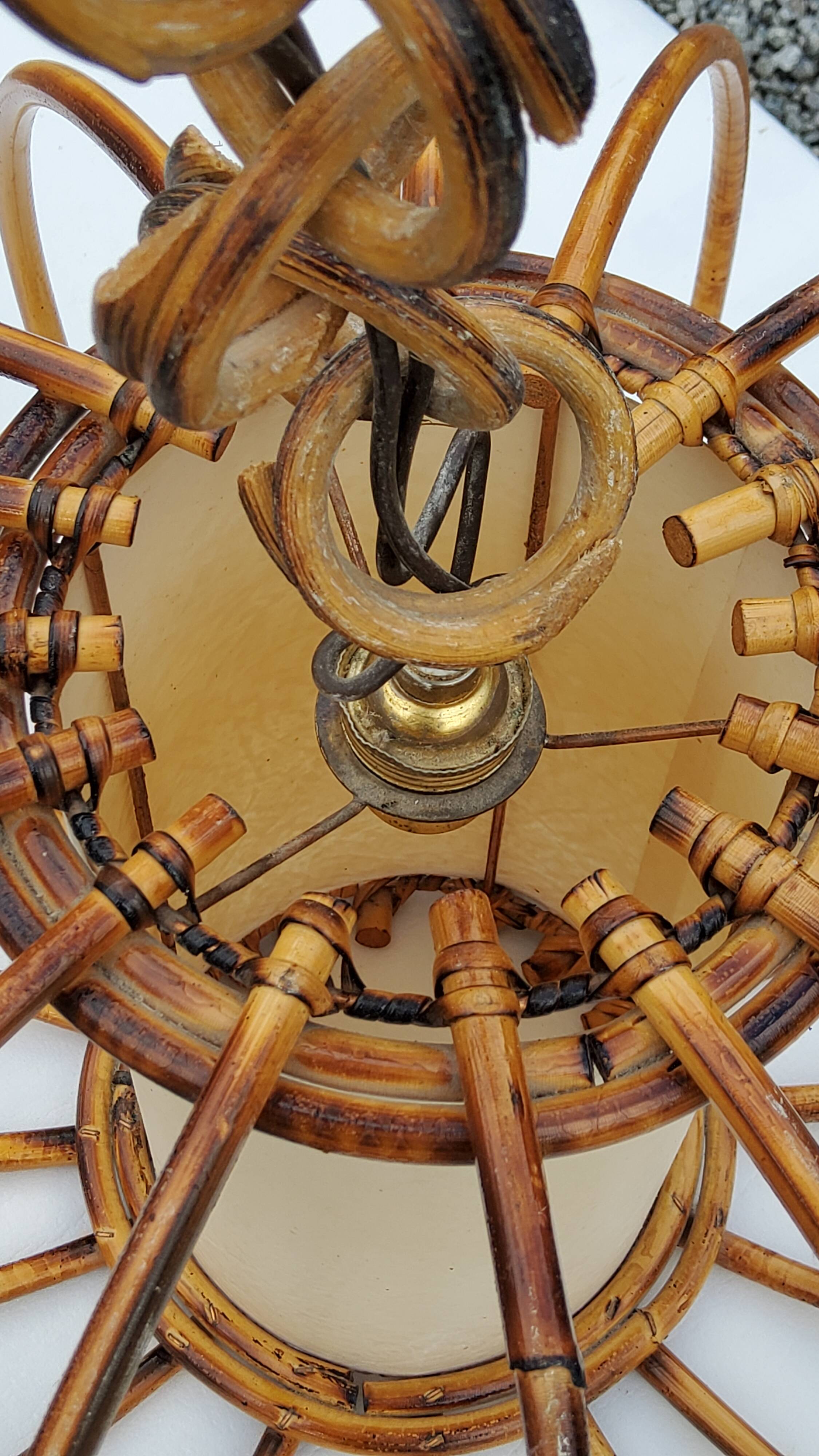 70s rattan pendant light