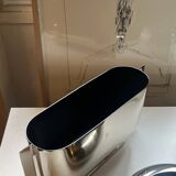 Horizontal vase in silver chrome metal by Jean-Baptiste Fastrez