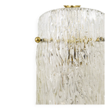 Two suspended lamps in glass and brass by J.T. Kalmar, Vienna, mid-century, Austria, 1950s.