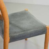 Niels Otto Moller Dining Chairs Model 84 Solid Beech Wood with Grey Velvet