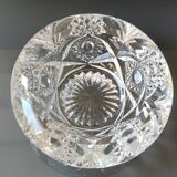 Bohemian cut crystal ashtray/pocket tray. Star/cross-hatched motifs.