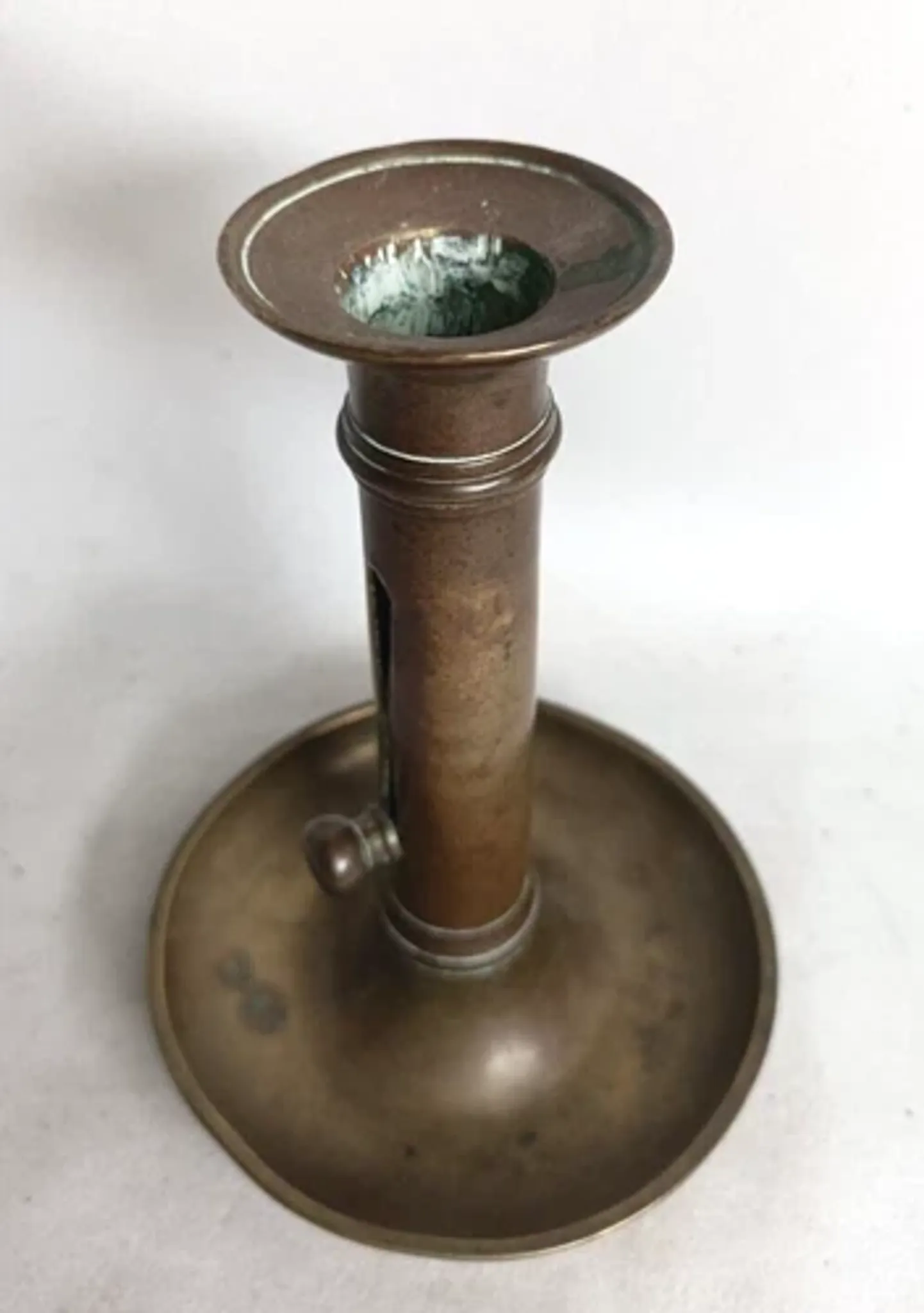Set of 3 antique push-button bronze candlesticks from the Napoleonic III era.