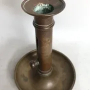 Set of 3 antique push-button bronze candlesticks from the Napoleonic III era.