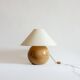 Ceramic ball lamp base in caramel beige color, 70s