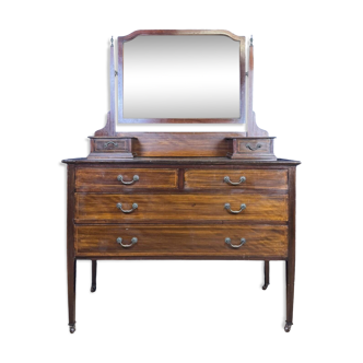 Superb English mahogany psyche chest of drawers circa 1880