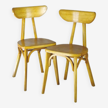 Deux chaises bistrot Luterma blonde dites "Banane", 1960