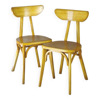 Deux chaises bistrot Luterma blonde dites "Banane", 1960