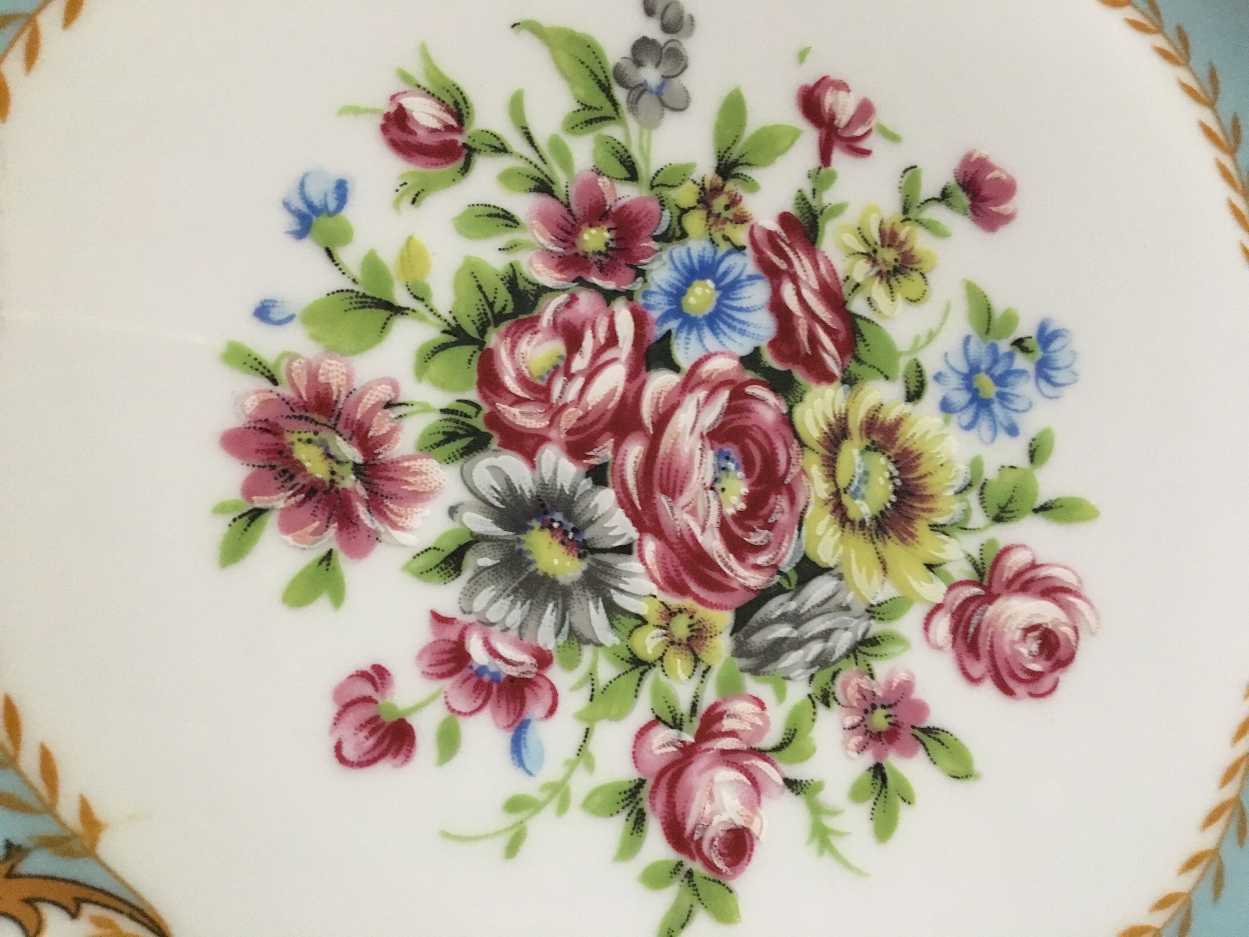 Porcelain dish fine floral decoration vintage