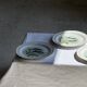 Set of 6 vintage Limoges porcelain plates with fish design.