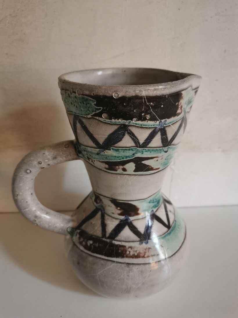 Vallauris earthenware pitcher 1950 signed