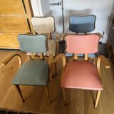 Suite de 4 Fauteuils Vintage « papillon » Pieds Compas