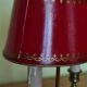 bronze and brass 2-bulb bouillotte lamp, red desk lamp