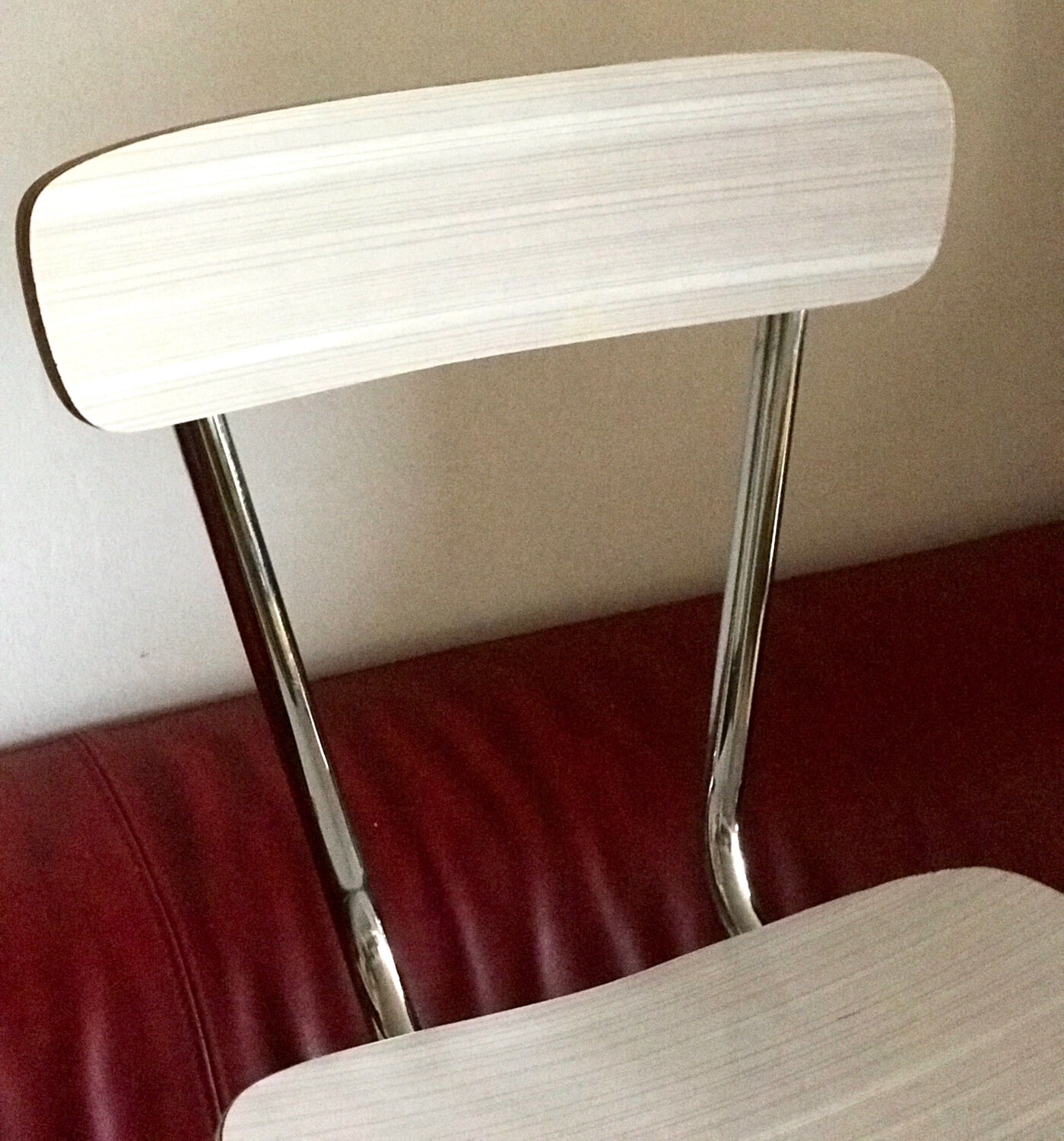 60s Formica chair, white with beige stripes